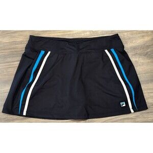 Fila Black W/ White and Bright Blue Stripes Athletic Tennis Golf  Skort Large
